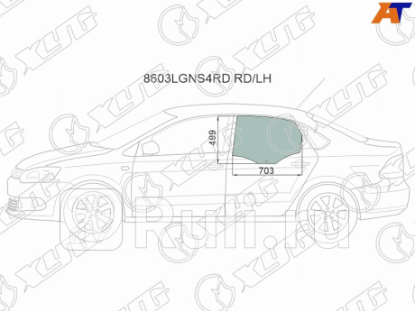 8603LGNS4RD RD/LH - Стекло двери задней левой (XYG) Volkswagen Polo седан (2010-2015) для Volkswagen Polo (2010-2015) седан, XYG, 8603LGNS4RD RD/LH