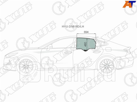 HYU-DN8 RD/LH - Стекло двери задней левой (XYG) Hyundai Sonata 8 (2018-2021) для Hyundai Sonata 8 (2018-2021), XYG, HYU-DN8 RD/LH