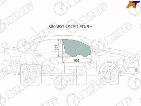 8603RGNS4FD FD/RH - Стекло двери передней правой (XYG) Volkswagen Polo седан (2010-2015) для Volkswagen Polo (2010-2015) седан, XYG, 8603RGNS4FD FD/RH