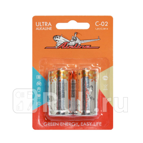 Батарейки lr14/с щелочные 2 шт. блистер (c-02) AIRLINE c-02 для Автотовары, AIRLINE, c-02